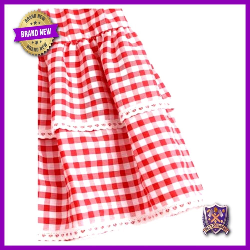 Y2K Gingham Plaid Ruffle High Waist A-Line Mini Skirt with Lace Hem - Picture 6 of 6